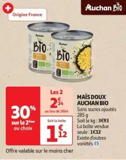 Auchan Drive Maïs doux auchan bio offre