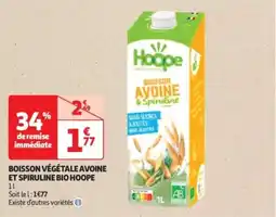 Auchan Drive Boisson végétale avoine et spiruline bio hoope offre