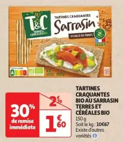 Auchan Drive Tartines craquantes bio au sarrasin terres et céréales bio offre