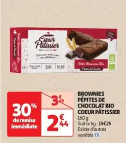 Auchan Drive Brownies pépites de chocolat bio coeur pâtissier offre