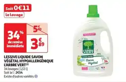 Auchan Drive Lessive liquide savon végétal hypoallergénique l'arbre vert offre