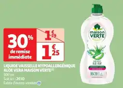 Auchan Drive Liquide vaisselle hypoallergénique aloe vera maison verte offre