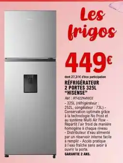E.Leclerc RÉFRIGÉRATEUR 2 PORTES 325L HISENSE offre