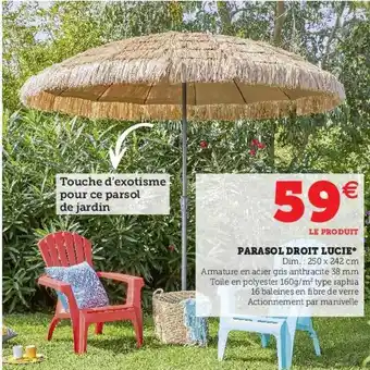 Super U Parasol Droit Lucie offre