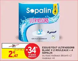 Intermarché Essuie-tout ultr'absorb blanc x 2 rouleaux 4 sopalin offre