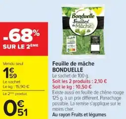 Cora x Carrefour BONDUELLE Feuille de mâche offre