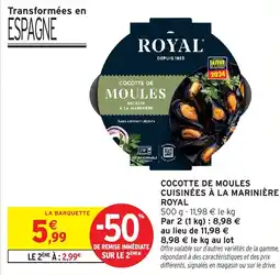 Intermarché Cocotte de moules cuisinées à la marinière royal offre