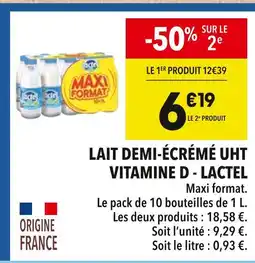 Supeco Lactel Lait demi-écrémé UHT Vitamine D offre
