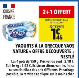 Supeco Nestlé Yaourts à la grecque Yaos nature Offre Découverte offre