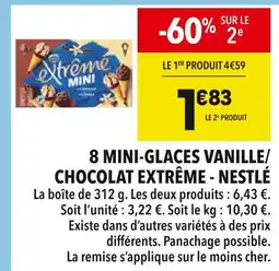 Supeco Nestlé 8 mini-glaces vanille/chocolat Extrême offre