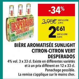 Supeco Desperados Bière aromatisée Sunlight Citron-Citron Vert offre