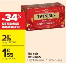 Cora x Carrefour TWININGS Thé noir offre