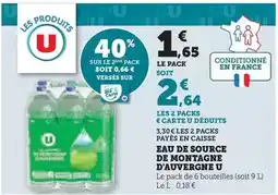 U Express U - eau de source de montagne d'auvergne offre