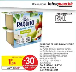 Intermarché Purée de fruits pomme poire paquito offre