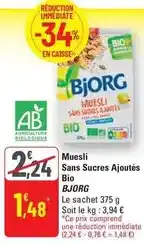 G20 Bjorg - muesli sans sucres ajoutés offre
