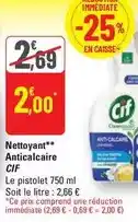 G20 Cif - nettoyant anticalcaire offre