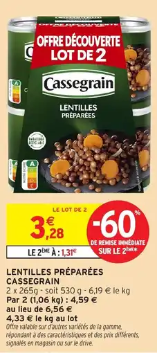 Intermarché Lentilles préparées cassegrain offre