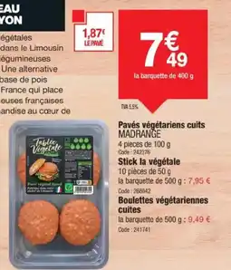 Promocash MADRANGE Pavés végétariens cuits offre