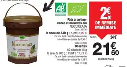 Promocash NOCCIOLATA Pâte à tartiner cacao et noisettes bio offre