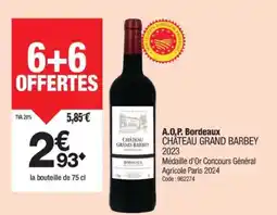 Promocash CHÂTEAU GRAND BARBEY A.O,P. Bordeaux 2023 offre