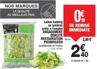 Promocash Laitue iceberg en lanières prête à l'emploi engagement qualité restauration promocash offre
