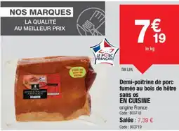 Promocash Demi-poitrine de porc fumée au bois de hêtre sans os en cuisine offre