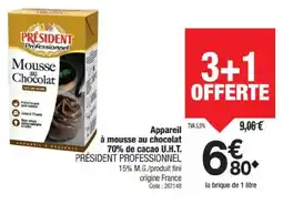 Promocash PRÉSIDENT PROFESSIONNEL Appareil à mousse au chocolat 70% de cacao U.H.T. offre