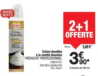 Promocash PRÉSIDENT PROFESSIONNEL Crème fouettée à la vanille Bourbon offre