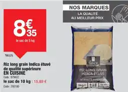 Promocash EN CUISINE Riz long grain Indica étuvé de qualité supérieure offre