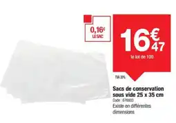 Promocash Sacs de conservation sous vide 25 x 35 cm offre