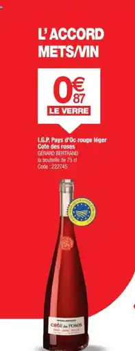 Promocash I.G.P. Pays d'Oc rouge léger Cote des roses offre