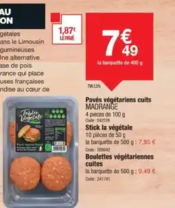 Promocash MADRANGE Pavés végétariens cuits offre
