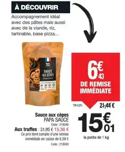 Promocash PAPA SAUCE Sauce aux cèpes offre
