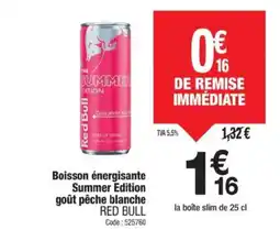 Promocash RED BULL Boisson énergisante Summer Edition goût pêche blanche offre