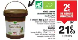 Promocash NOCCIOLATA Pâte à tartiner cacao et noisettes bio offre