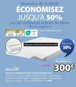 JYSK Matelas en mousse wellpur glomma gf30 offre