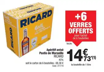 Promocash RICARD Apéritif anisé Pastis de Marseille offre