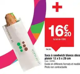 Promocash Sacs à sandwich blancs décor plaisir 12 x 5 x 29 cm offre