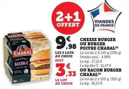 Hyper U Charal - cheese burger ou burger poivre offre