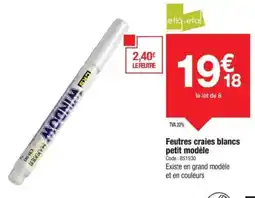 Promocash Feutres craies blancs petit modèle offre