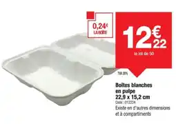 Promocash Boîtes blanches en pulpe 22,9 x 15,2 cm offre