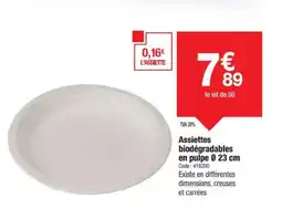 Promocash Assiettes biodégradables en pulpe 0 23 cm offre