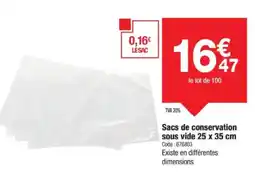 Promocash Sacs de conservation sous vide 25 x 35 cm offre