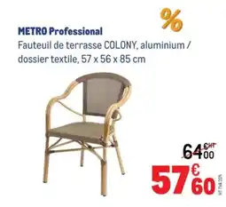 METRO Metro professional fauteuil de terrasse colony, aluminium / dossier textile, 57 x 56 x 85 cm offre