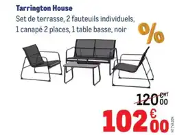METRO Tarrington House Set de terrasse, 2 fauteuils individuels, 1 canapé 2 places, 1 table basse, noir offre
