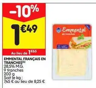 Leader Price Emmental Français En Tranches offre