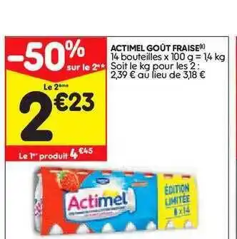 Leader Price Actimel Goût Fraise offre