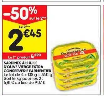 Leader Price Sardines à L'huile D'olive Vierge Extra Conserverie Parmentier offre