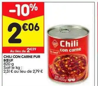 Leader Price Chili Con Carne Pur Boeuf offre