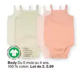 Zeeman Body duo mois au 4 ans. 100% coton. lot de 2. 5.99 offre